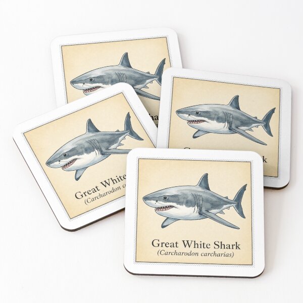 Item preview, Great White Shark Vintage Watercolor Marine Illustration designed and sold by KenworksDigital.