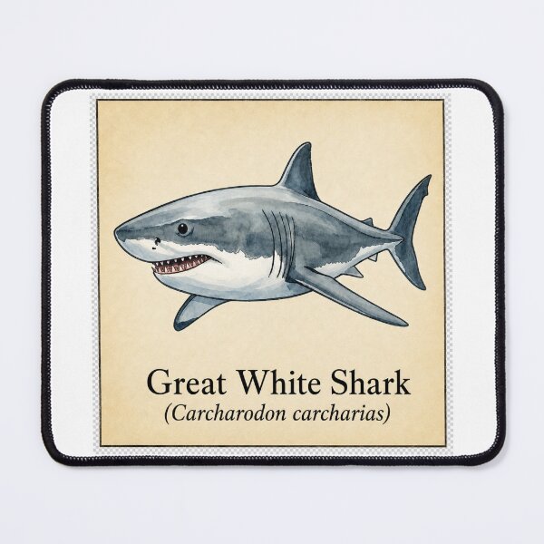 Item preview, Great White Shark Vintage Watercolor Marine Illustration designed and sold by KenworksDigital.