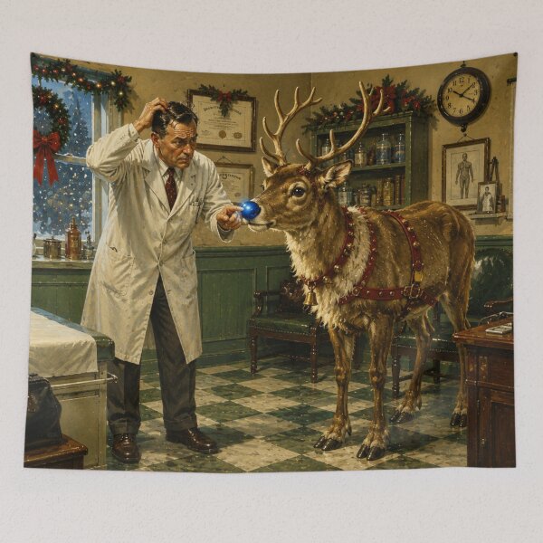Item preview, Rudolph’s Blue Nose Doctor Visit – Funny Christmas Art designed and sold by GSizzle1.