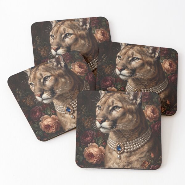 Item preview, Felino real con collar de perlas y zafiro designed and sold by Real Beast Art.