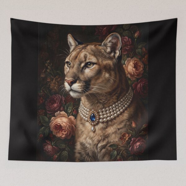 Item preview, Royal Cougar Sapphire Pearl Drop Necklace designed and sold by The Real Beast Art.