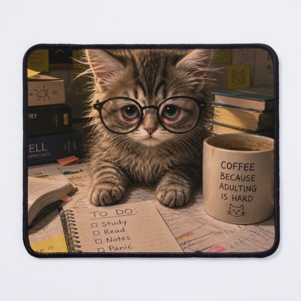 Item preview, Funny Procatstinating College Cat - Cute Student Kitten Art designed and sold by SALVO180674.