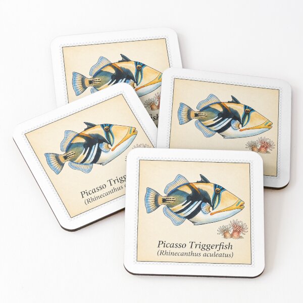 Item preview, Picasso Triggerfish Watercolor Reef Fish Illustration designed and sold by KenworksDigital.