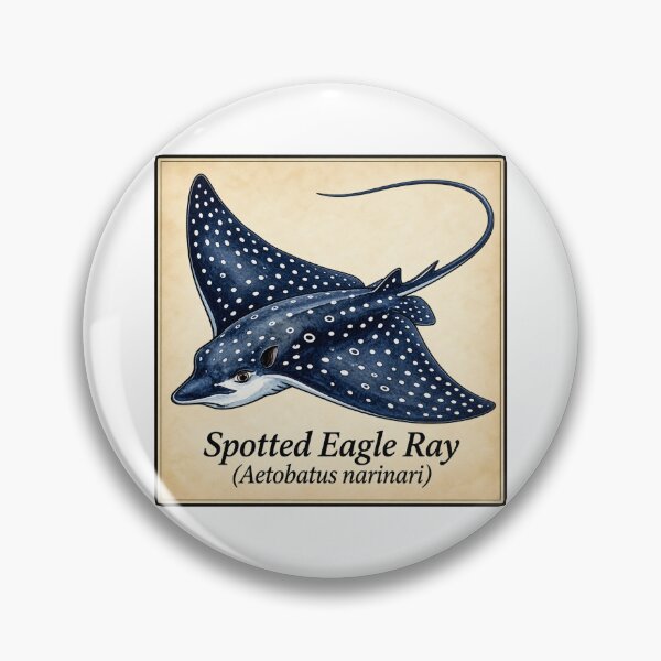 Item preview, Spotted Eagle Ray Vintage Watercolor Marine Illustration designed and sold by KenworksDigital.