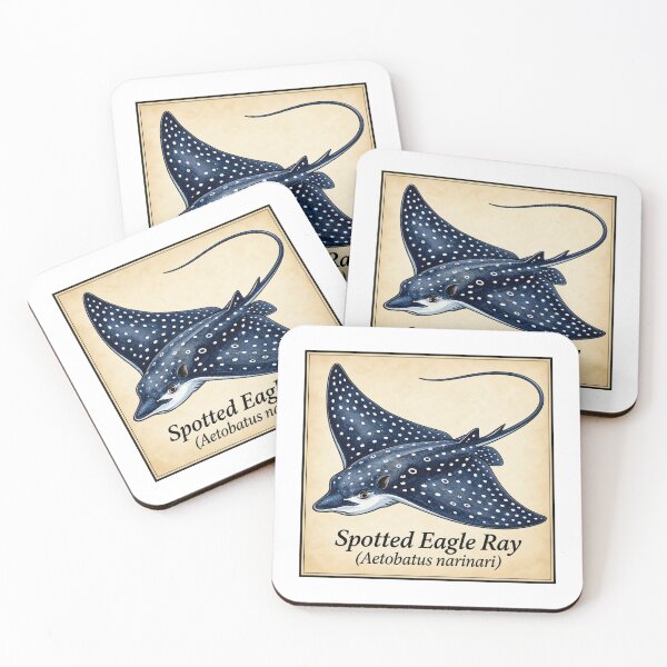 Item preview, Spotted Eagle Ray Vintage Watercolor Marine Illustration designed and sold by KenworksDigital.