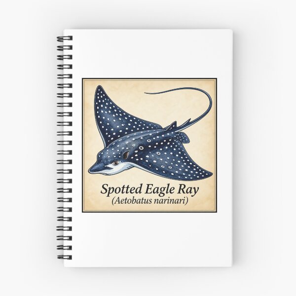 Item preview, Spotted Eagle Ray Vintage Watercolor Marine Illustration designed and sold by KenworksDigital.