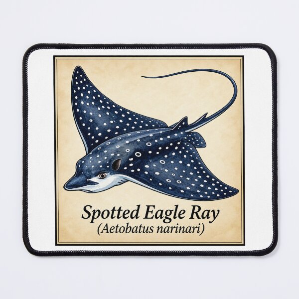 Item preview, Spotted Eagle Ray Vintage Watercolor Marine Illustration designed and sold by KenworksDigital.