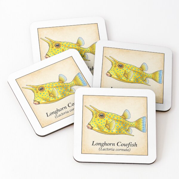 Item preview, Longhorn Cowfish Colorful Watercolor Reef Fish Illustration designed and sold by KenworksDigital.