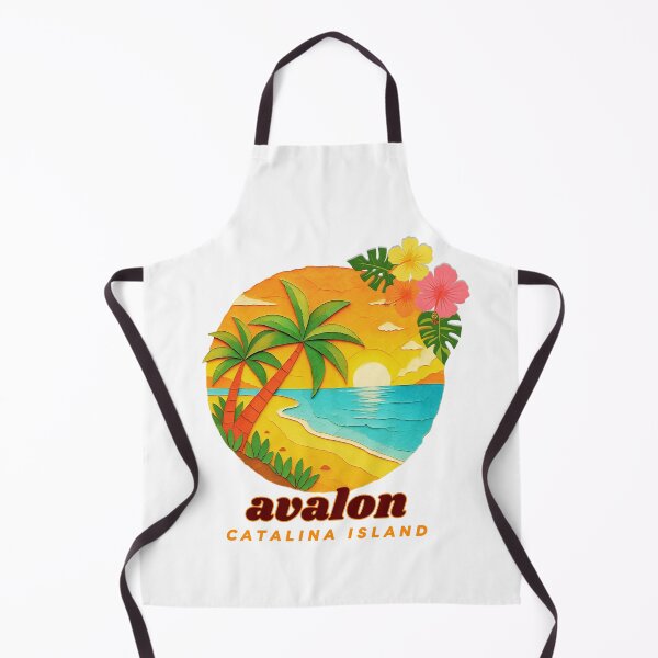 Item preview, Avalon Catalina Island Retro Sunset Palm Tree Beach | Papercraft Style Souvenir Art designed and sold by DonnaRaine.