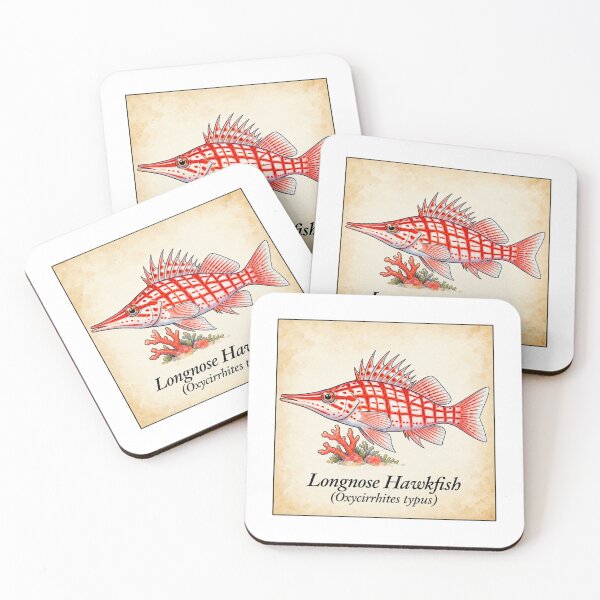 Item preview, Longnose Hawkfish Vintage Coral Reef Illustration designed and sold by KenworksDigital.