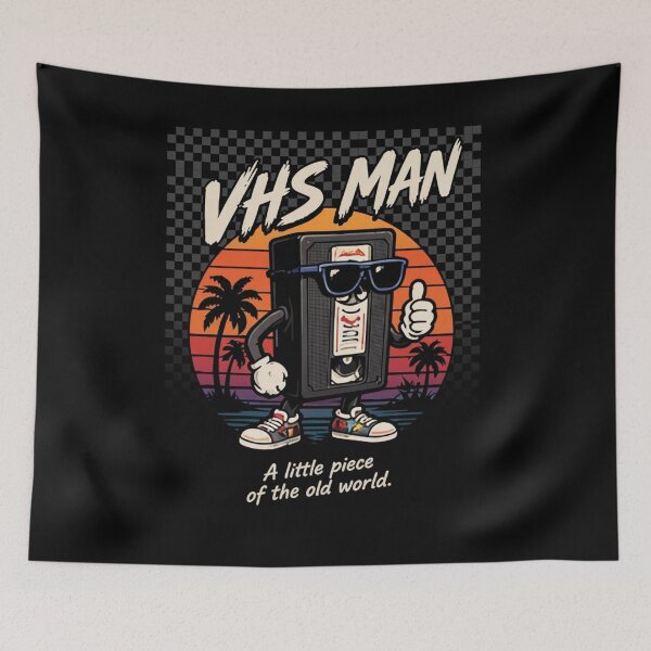 Item preview, VHS Man - Retro 80s Vintage Cassette Tape Nostalgia T-Shirt & Print designed and sold by CrsDesignStudio.