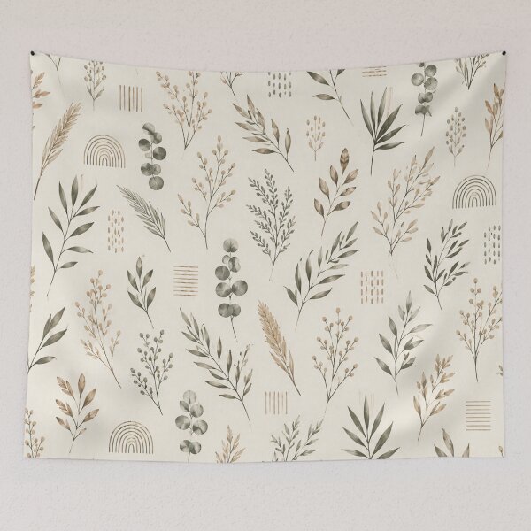 Item preview, Neutral Boho Botanical Watercolor Leaf Pattern designed and sold by QCena.