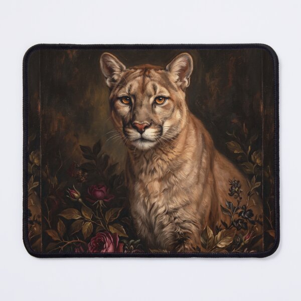 Item preview, Royal Wild Cougar Dark Rose Portrait designed and sold by The Real Beast Art.