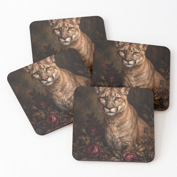 Item preview, Retrato de felino real con rosas oscuras designed and sold by Real Beast Art.