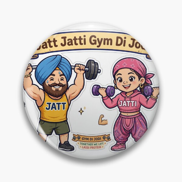 Item preview, Jatt Jatti Gym Di Jodi - Funny Punjabi Couple Gym Design designed and sold by Softlife by Harvir.