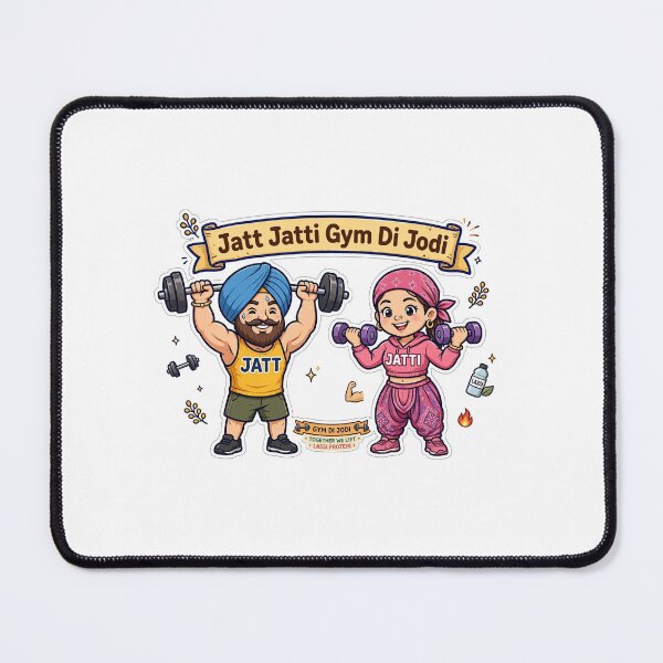 Item preview, Jatt Jatti Gym Di Jodi - Funny Punjabi Couple Gym Design designed and sold by Softlife by Harvir.