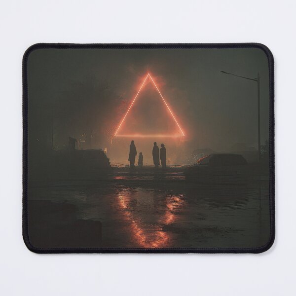 Item preview, Glowing Triangle UFO Over a Foggy Street designed and sold by Shannon Hilson.