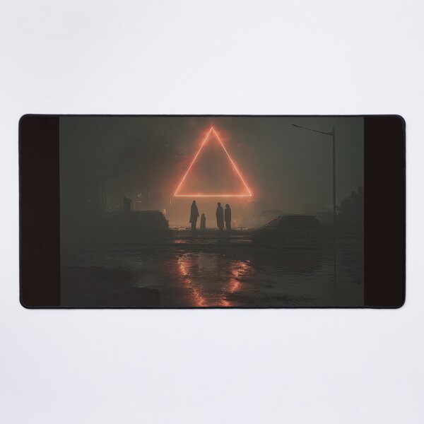 Item preview, Glowing Triangle UFO Over a Foggy Street designed and sold by Shannon Hilson.