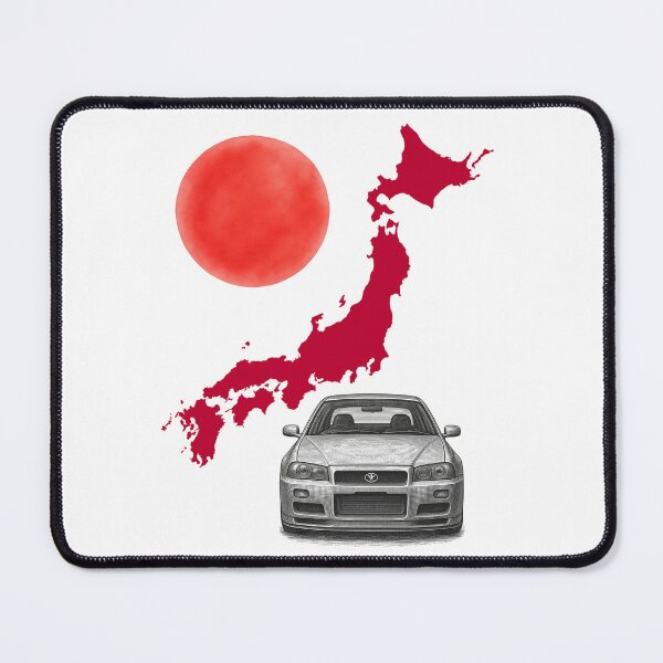 Item preview, Classic Japanese AWD Turbo Sports Car with Red Japan Map and Sun Ink Art designed and sold by FANTASYoDarknes.