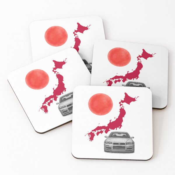 Item preview, Classic Japanese AWD Turbo Sports Car with Red Japan Map and Sun Ink Art designed and sold by FANTASYoDarknes.