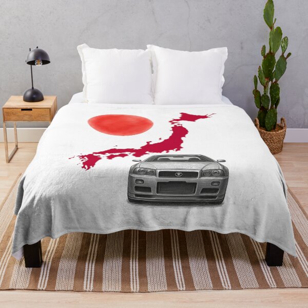 Item preview, Classic Japanese AWD Turbo Sports Car with Red Japan Map and Sun Ink Art designed and sold by FANTASYoDarknes.