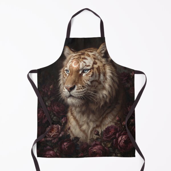 Item preview, Portrait of a mystical tiger with a crescent moon designed and sold by The Real Beast Art.