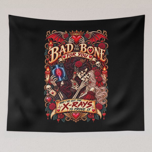 Item preview, DARK LOVE ❤️ - MONSTER ROMANCE COLLETION -  SKELETON LOVE - BAD TO THE BONE FOR YOU - AND I’VE GOT THE X-RAYS TO PROVE IT - LESBIAN PRIDE v2 designed and sold by WheelieGdArt.