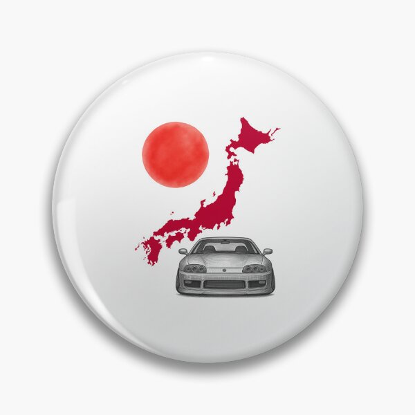 Item preview, 90s Japanese Inline-6 Turbo Sports Car with Red Japan Map and Rising Sun Sketch designed and sold by FANTASYoDarknes.