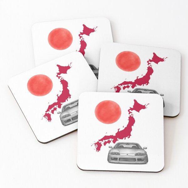 Item preview, 90s Japanese Inline-6 Turbo Sports Car with Red Japan Map and Rising Sun Sketch designed and sold by FANTASYoDarknes.