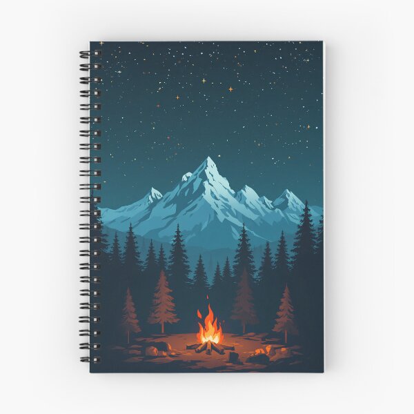 Item preview, Campfire Under Starry Night Sky Mountain Landscape Vector Art designed and sold by mijaczeek.