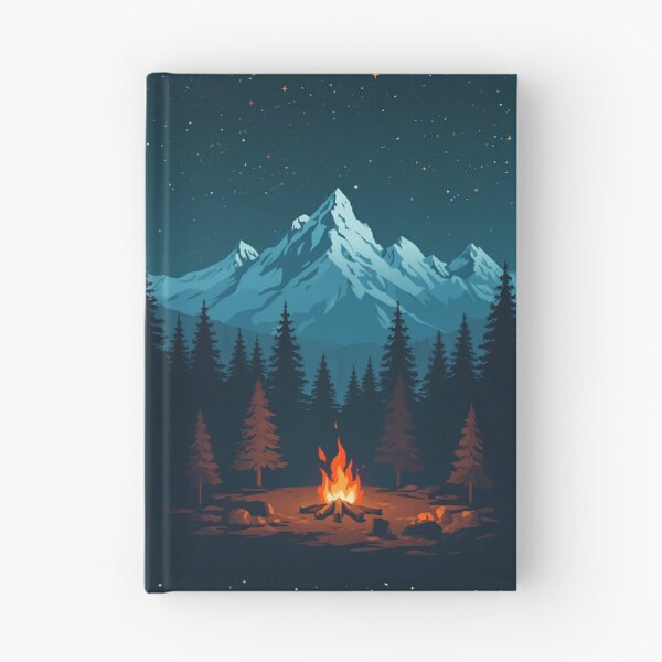 Artikelvorschau, Campfire Under Starry Night Sky Mountain Landscape Vector Art entworfen und verkauft von mijaczeek.