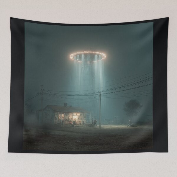 Item preview, UFO Light Ring Over a Rural Radio Tower designed and sold by Shannon Hilson.
