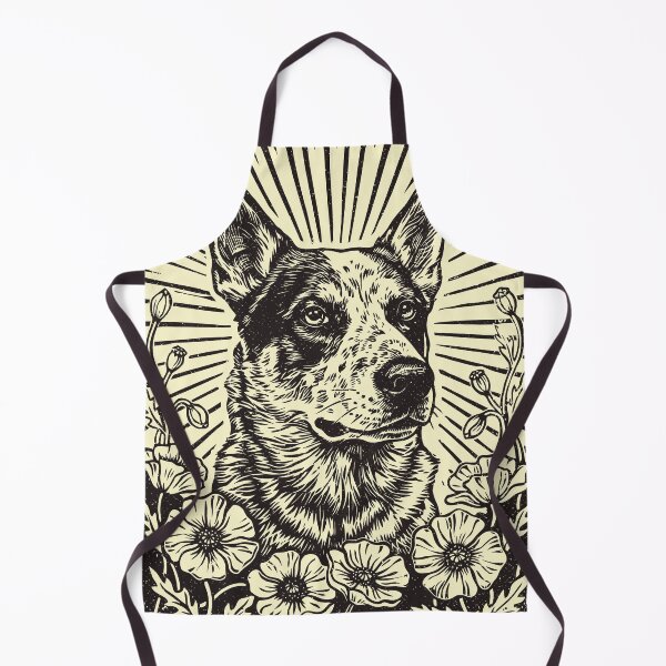 Item preview, Australian Cattle Dog Floral Blue Heeler Linocut    designed and sold by Y-Vibes.