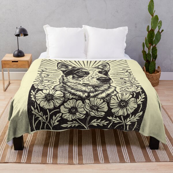 Item preview, Australian Cattle Dog Floral Blue Heeler Linocut    designed and sold by Y-Vibes.