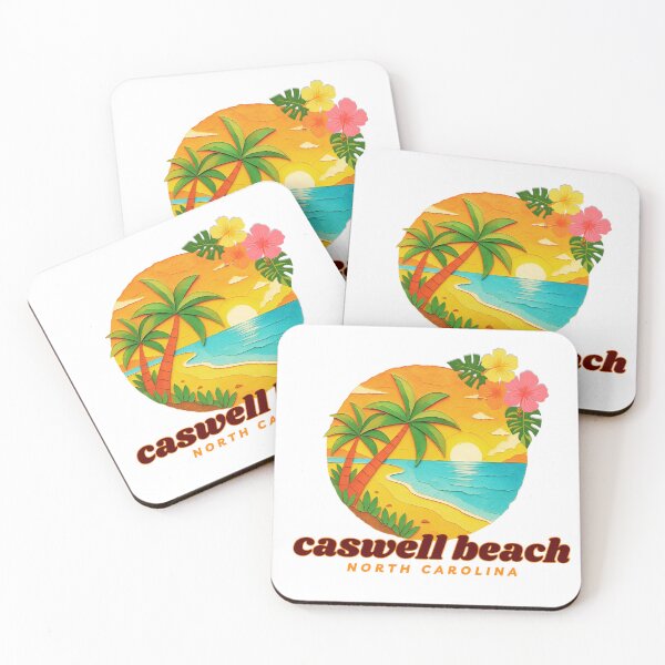 Item preview, Caswell Beach North Carolina Retro Sunset Palm Tree Design | Oak Island Souvenir Art designed and sold by DonnaRaine.