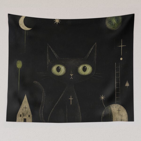Item preview, Hallows Eve Black Cat Green designed and sold by NewAgerJul.