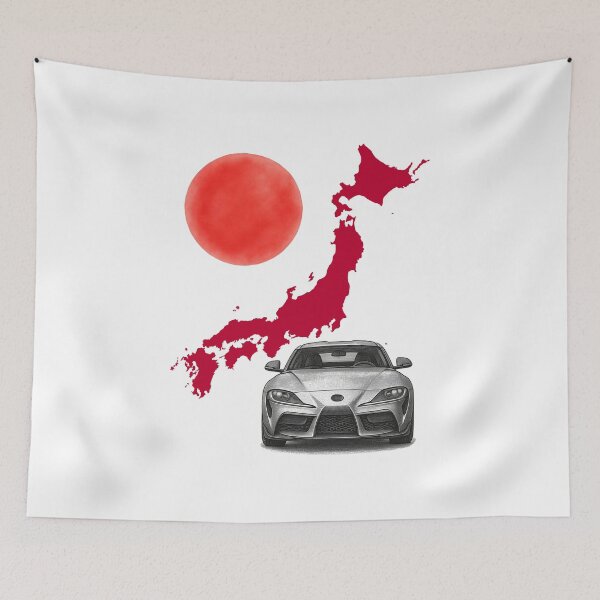 Item preview, Modern Japanese Inline-6 Coupe with Red Japan Map and Rising Sun Sketch designed and sold by FANTASYoDarknes.