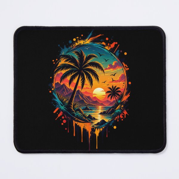 Item preview, Tropical Beach Sunset Retro Palm Tree Paint Splatter Art designed and sold by Shakhbata-1.