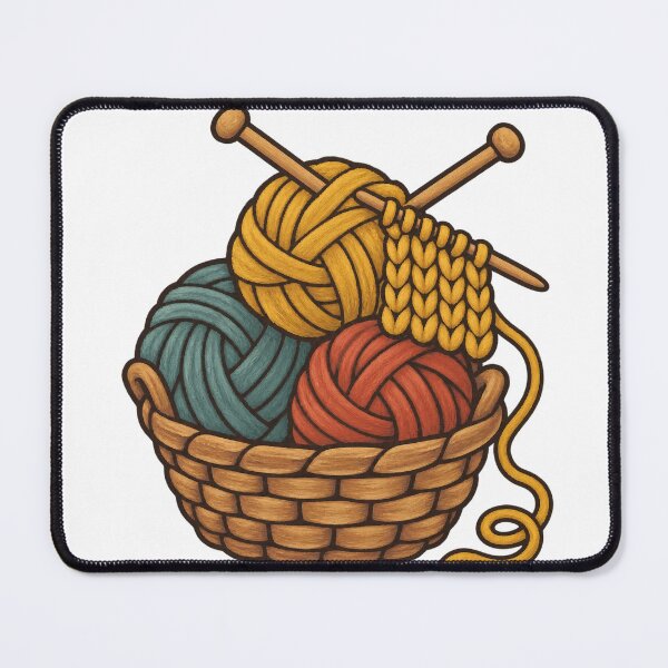 Item preview, Basket of Chunky Yarn With Knitting Needles designed and sold by eignvalue.