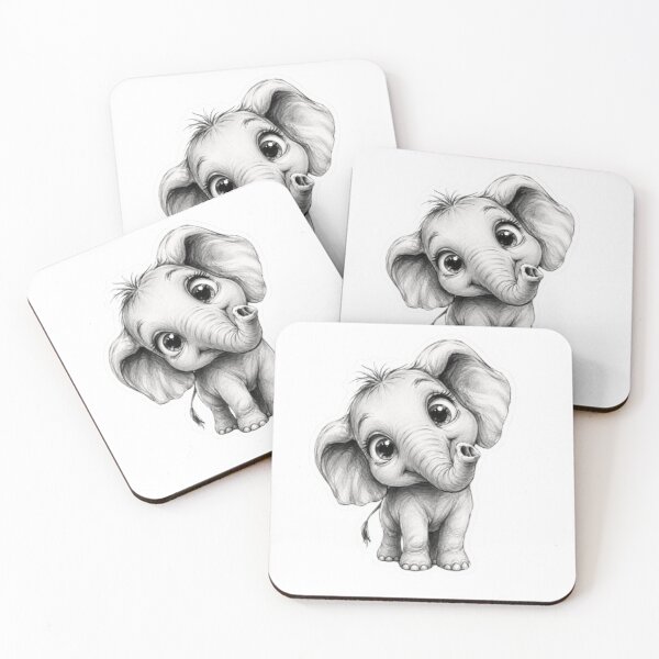 Item preview, Adorable Baby Elephant Pencil Sketch designed and sold by Snurly.