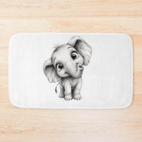 Item preview, Adorable Baby Elephant Pencil Sketch designed and sold by Snurly.