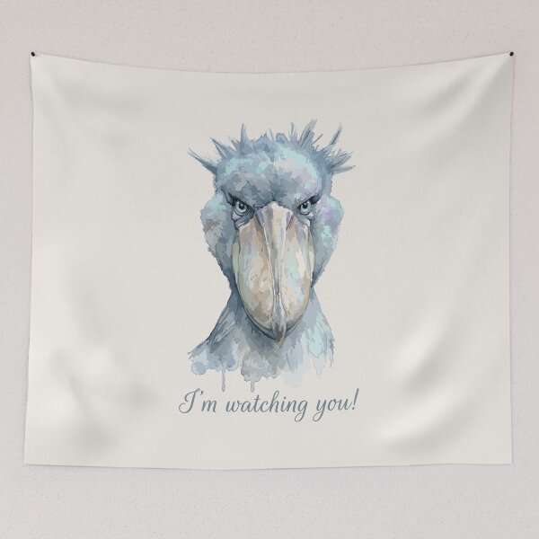 Item preview, Funny Staring Shoebill Stork Watercolor - I'm Watching You designed and sold by chriswo-design.