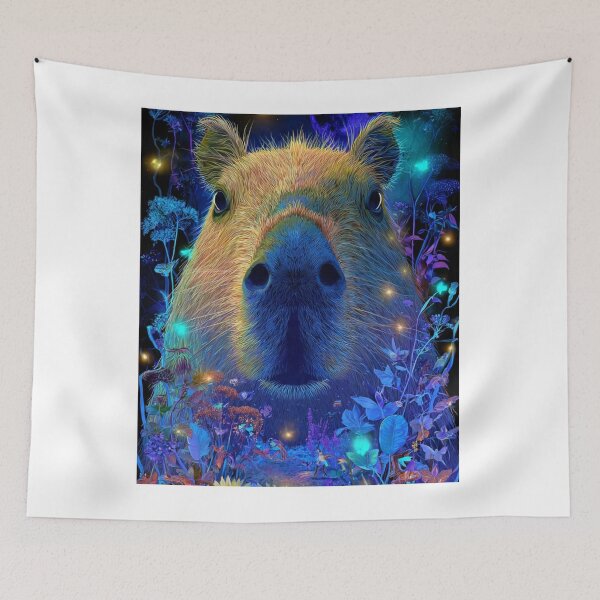 Item preview, Glowing Neon Capybara in a Magical Forest  designed and sold by LC&LCPlatform.