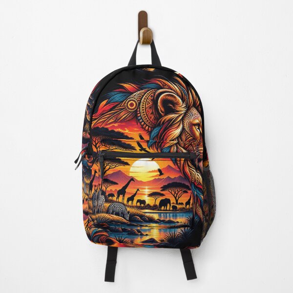 Item preview, African Safari Lion Sunset Bohemian Wildlife Double Exposure Art designed and sold by Shakhbata-1.