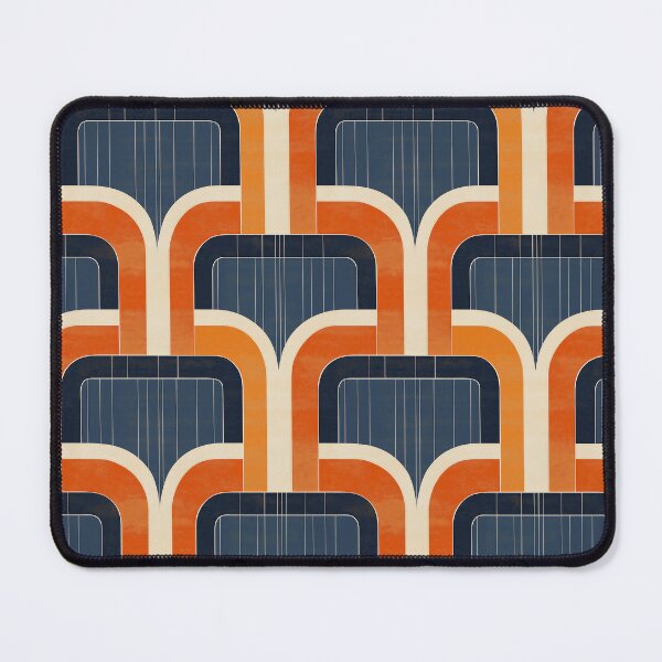 Artikelvorschau, 1960s Inspired Groovy Arches in Orange, Navy & Cream – Vintage Vibe Chic entworfen und verkauft von The Print Parlor.