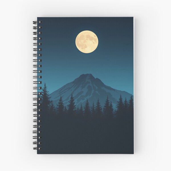 Item preview, Full Moon Over Mountain Forest Blue Landscape Illustration designed and sold by mijaczeek.