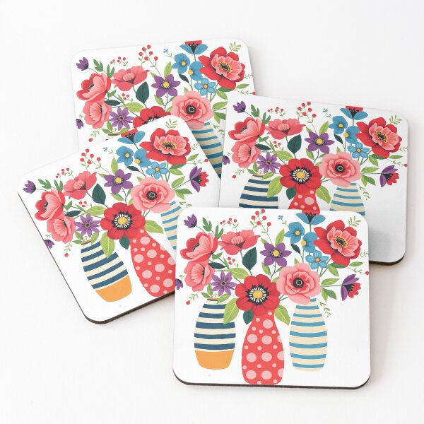 Item preview, Whimsical flowers in colorful vases designed and sold by Beyond The Canvas.
