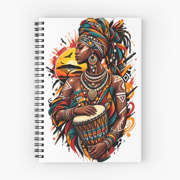 Item preview, African Woman Djembe Drummer Tribal Queen Sunset Art designed and sold by Shakhbata-1.