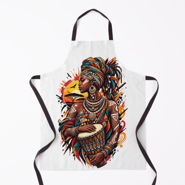 Item preview, African Woman Djembe Drummer Tribal Queen Sunset Art designed and sold by Shakhbata-1.