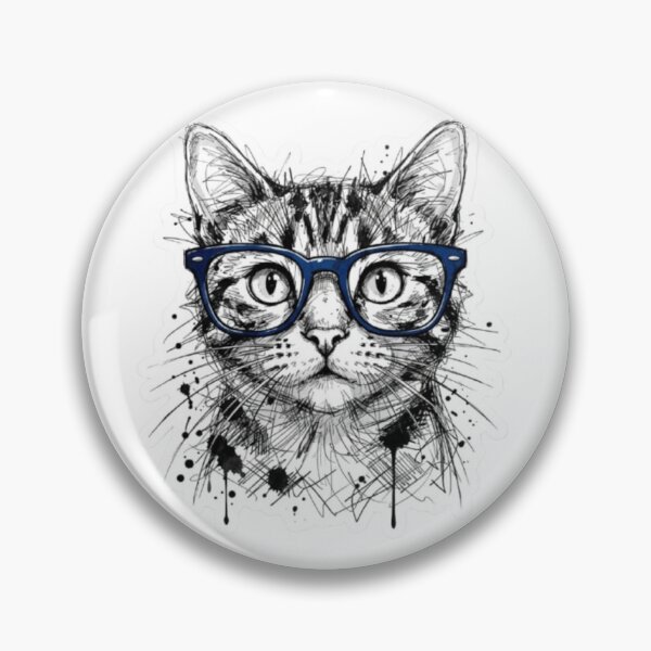Item preview, Tabby Cat Wearing Blue Glasses Sketch designed and sold by Snurly.